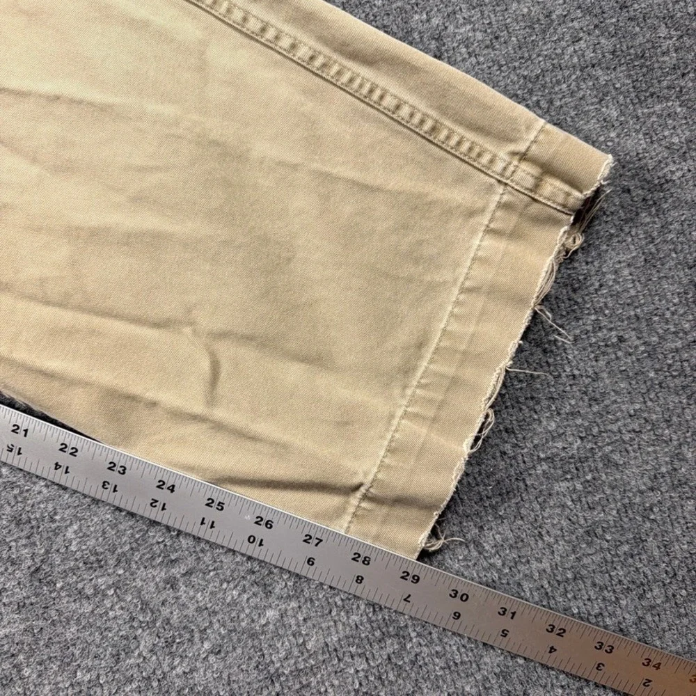 Polo Ralph Lauren Chino Pants Distressed Mens 39x29 Tan Raw Hem‎ Button Fly